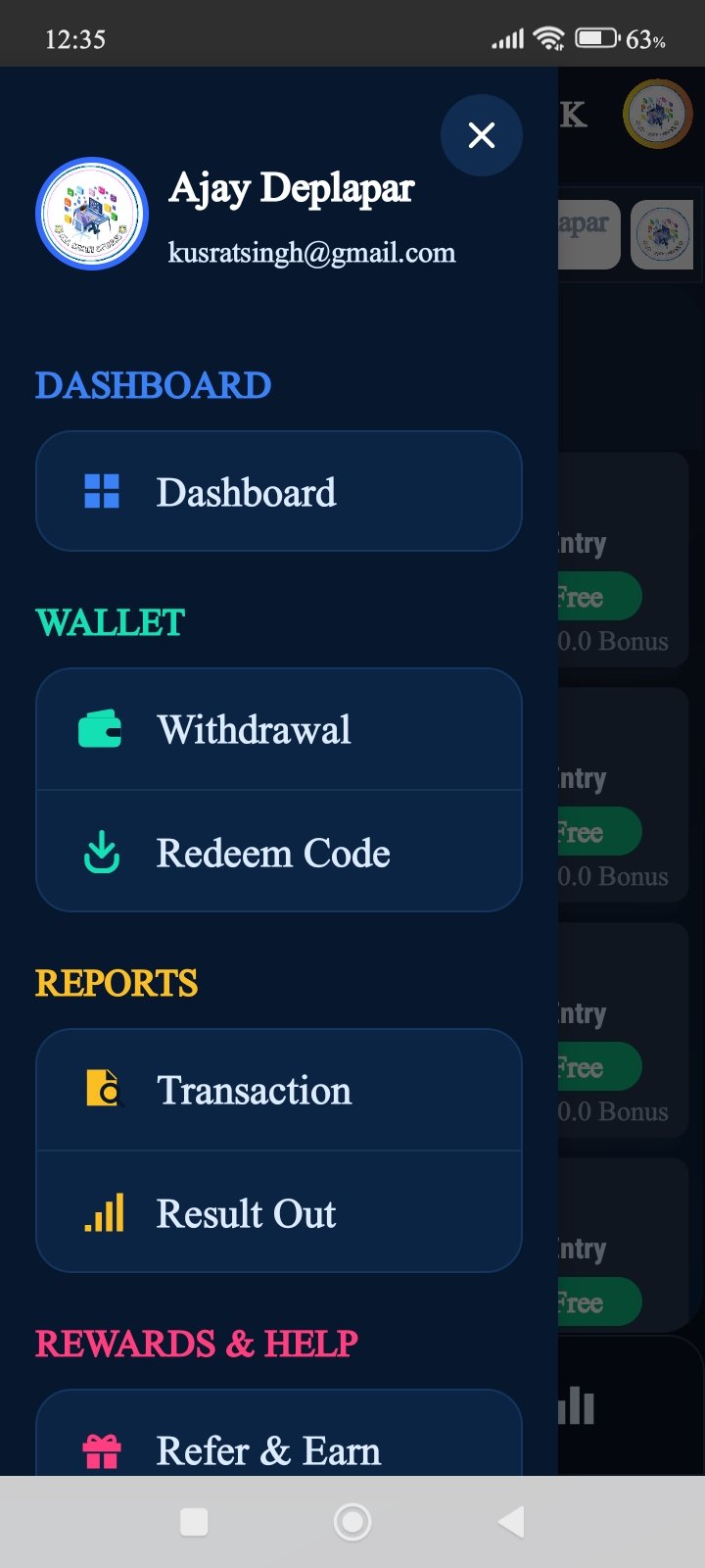CM TASK side menu
