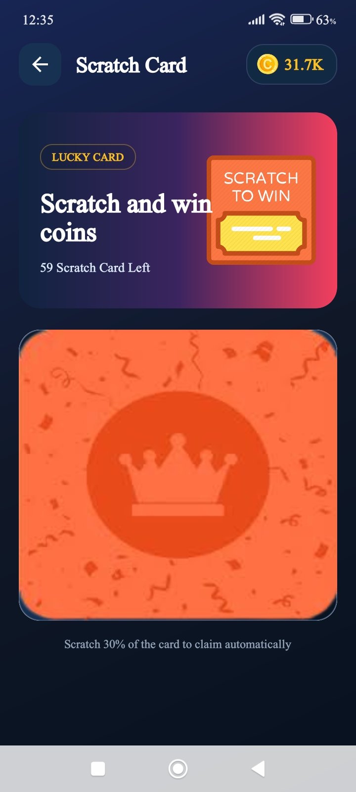 CM TASK scratch card